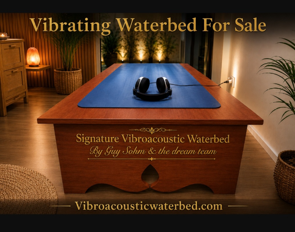 Luxury vibrating waterbed for sale in Australia featuring premium vibroacoustic therapy technology for deep relaxation, nervous system regulation, meditation, sound healing, and wellness centres near Gold Coast and Brisbane.
